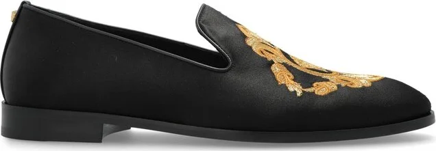Versace Medusa Head Embroidered Almond Toe Loafers