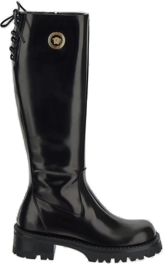 Versace Medusa Plaque Lace-Up Boots