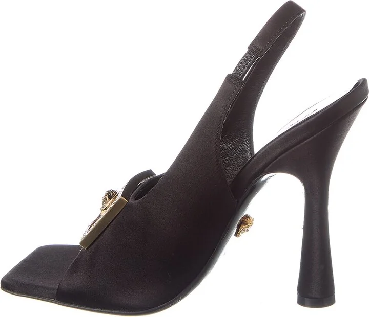 Versace Medusa Plaque Satin Slingback Sandal - Image 2