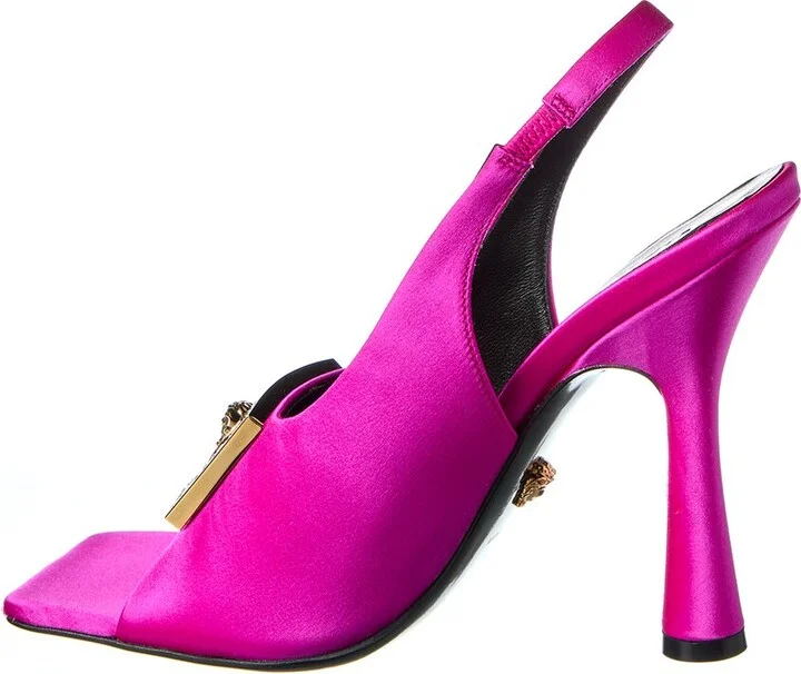 Versace Medusa Plaque Satin Slingback Sandal - Image 2