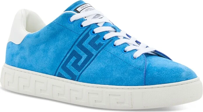 Versace Men's Embroidered La Greca Suede Sneakers