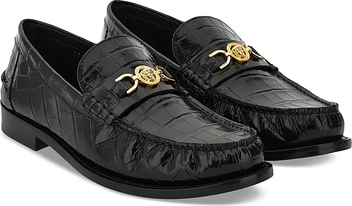 Versace Men's Medusa '95 Croc Embossed Slip On Loafers