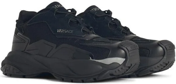 Versace 'Mercury' Black Leather Blend Sneakers - Image 2