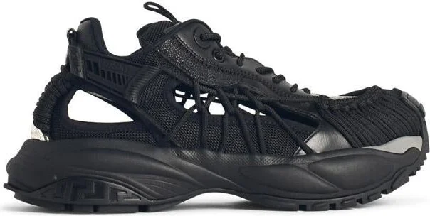Versace 'Mercury' Black Leather Blend Sneakers