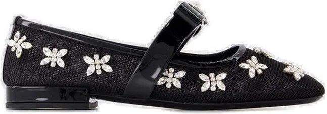 Versace Mesh Gianni Ribbon Ballerinas