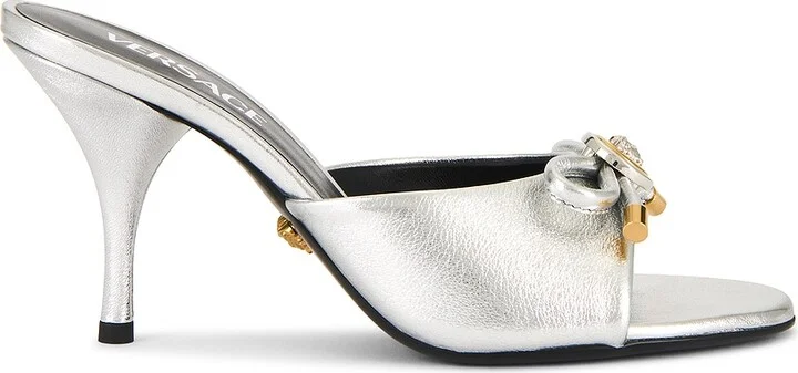 VERSACE Mule Heel in Metallic Silver
