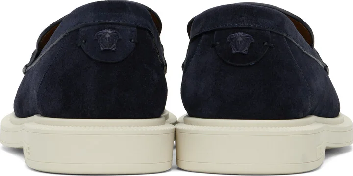 Versace Navy Giuliano Suede Loafers - Image 2