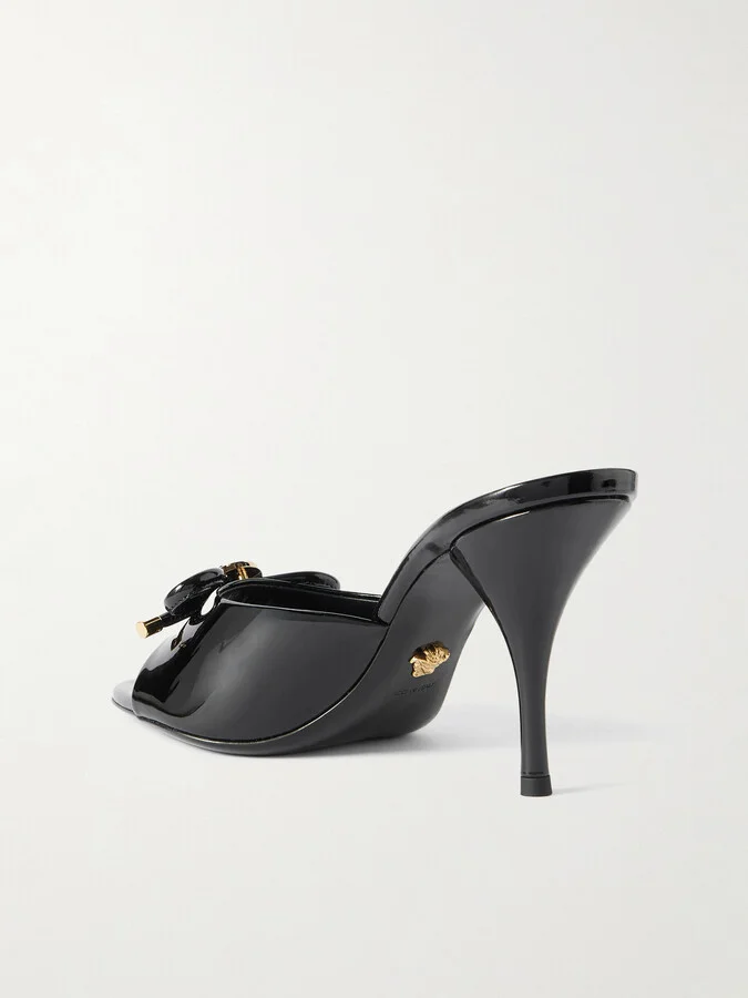 Versace - Opera Embellished Patent-leather Mules - Black - Image 3