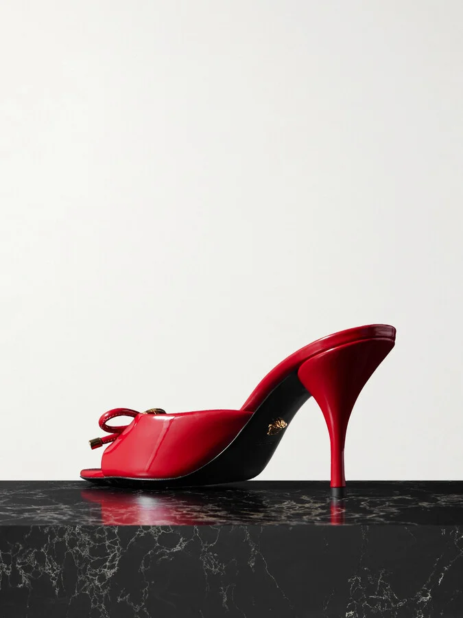 Versace - Opera Embellished Patent-leather Mules - Red - Image 3