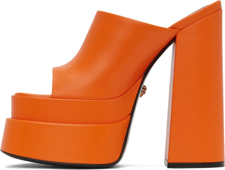 Versace Orange Aevitas Platform Heels - Image 3