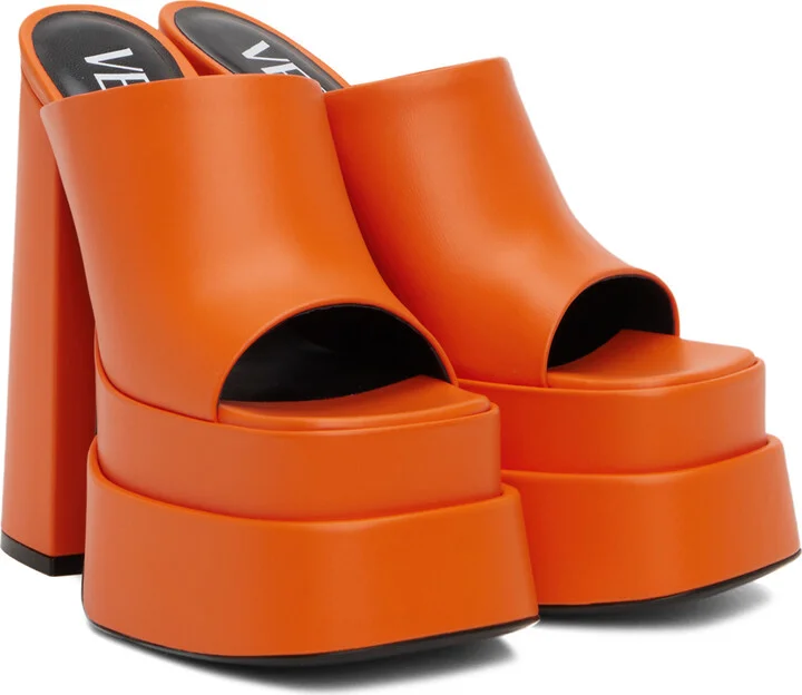 Versace Orange Aevitas Platform Heels - Image 4