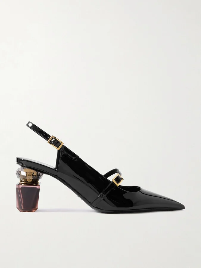 Versace - Patent-leather Slingback Pumps - Black