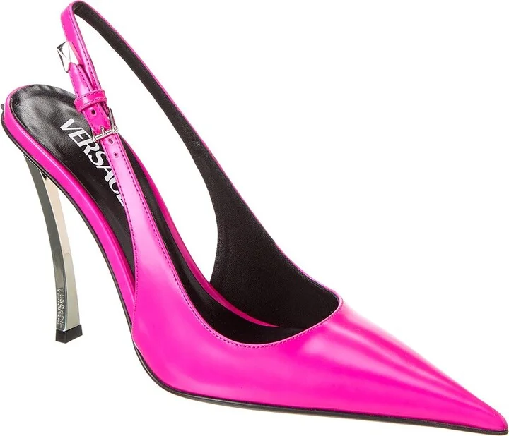 Versace Pin-Point Leather Slingback Pump