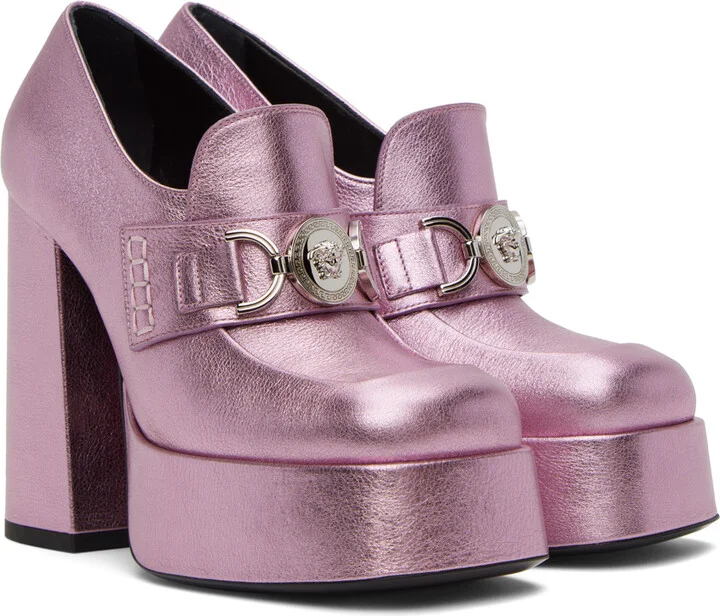 Versace Pink '95 Medusa Platform Pumps - Image 4