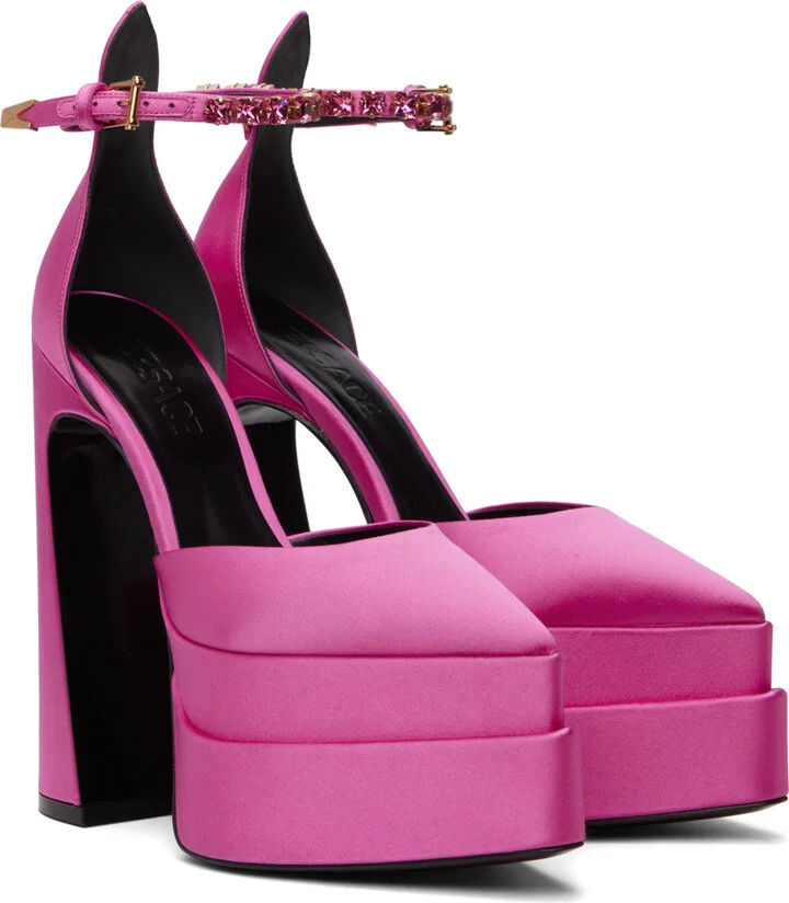 Versace Pink Aevitas Platform Heels - Image 4