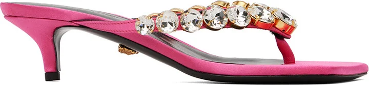 Versace Pink Crystal Heeled Sandals