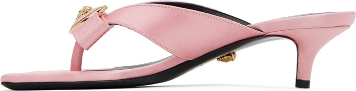 Versace Pink Gianni Ribbon Low Satin Mules - Image 3