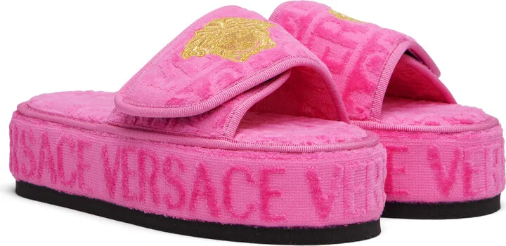 Versace Pink 'I Heart Baroque' Slippers - Image 4