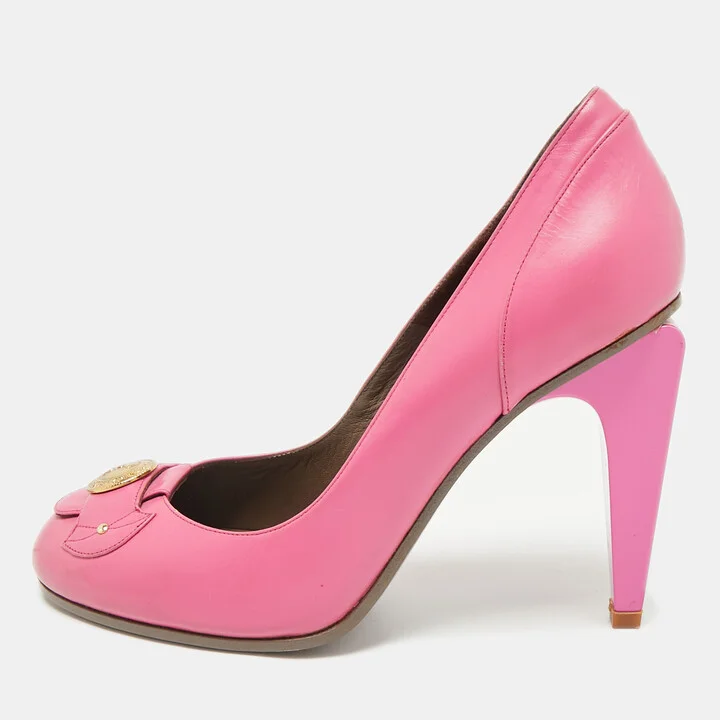 Versace Pink Leather Medusa Pumps Size 38