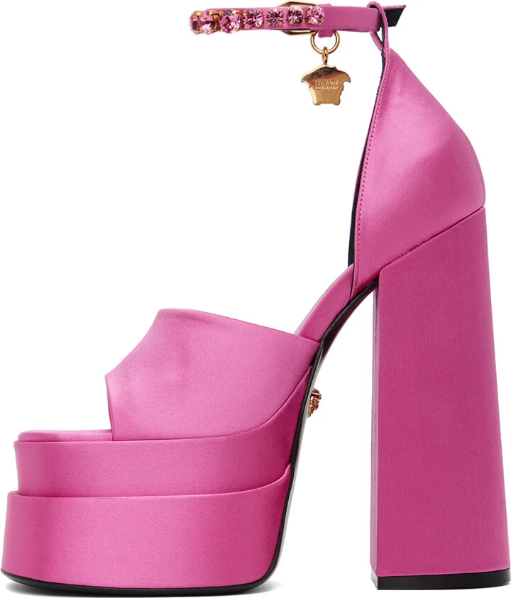Versace Pink Medusa Aevitas Platform Heeled Sandals - Image 3