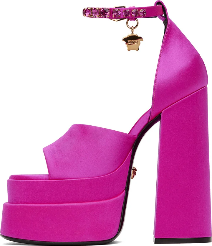 Versace Pink Medusa Aevitas Platform Heeled Sandals - Image 3