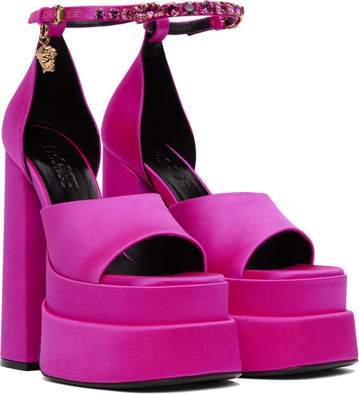 Versace Pink Medusa Aevitas Platform Heeled Sandals - Image 4