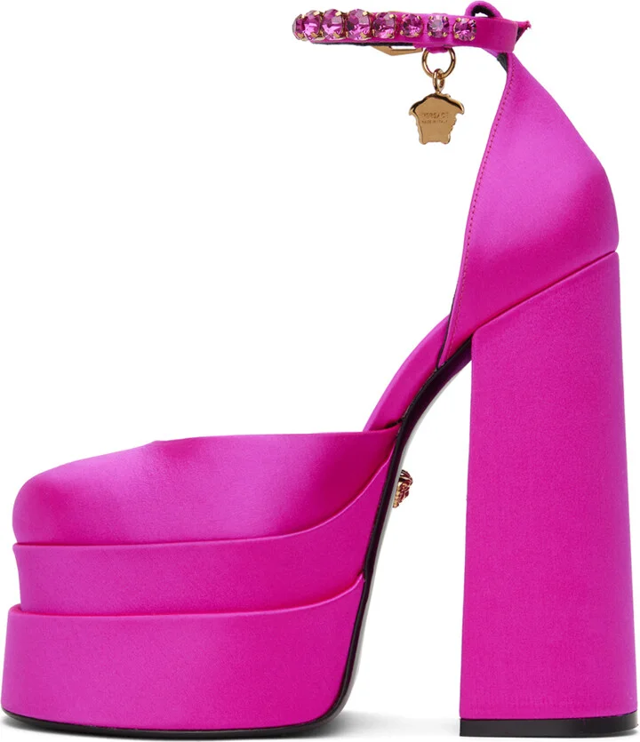 Versace Pink Medusa Aevitas Platform Heels - Image 3