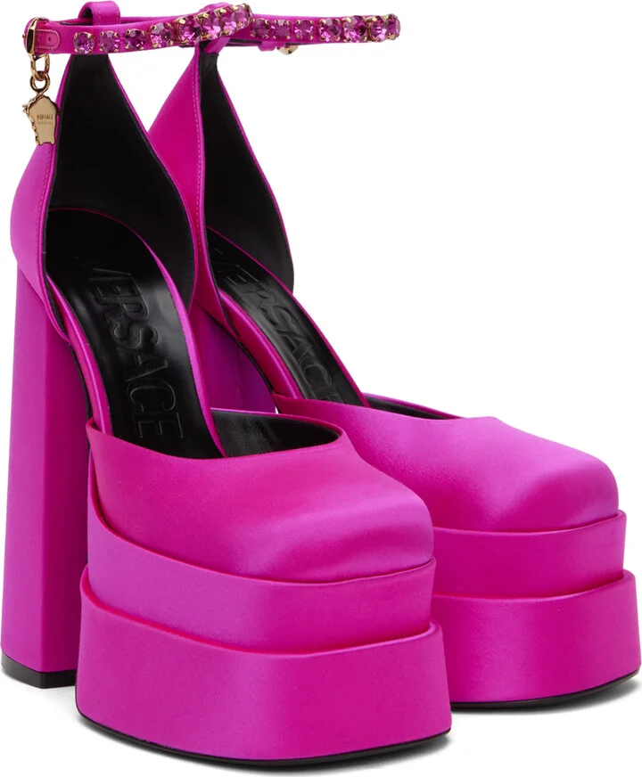 Versace Pink Medusa Aevitas Platform Heels - Image 4