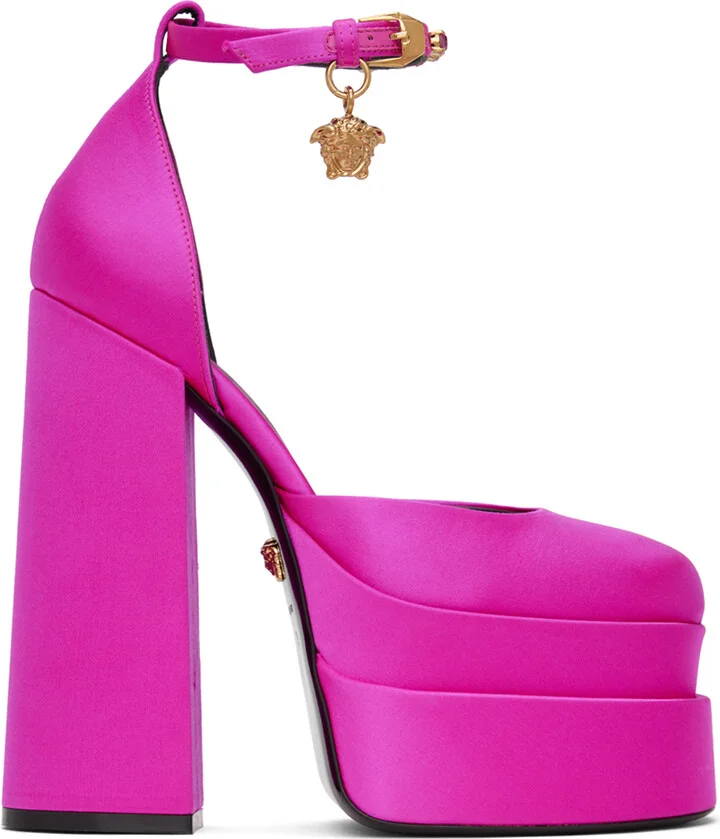 Versace Pink Medusa Aevitas Platform Heels