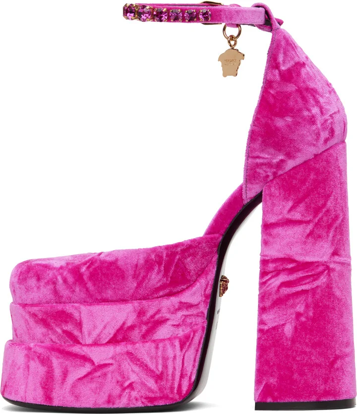 Versace Pink Medusa Aevitas Platform Pumps - Image 3