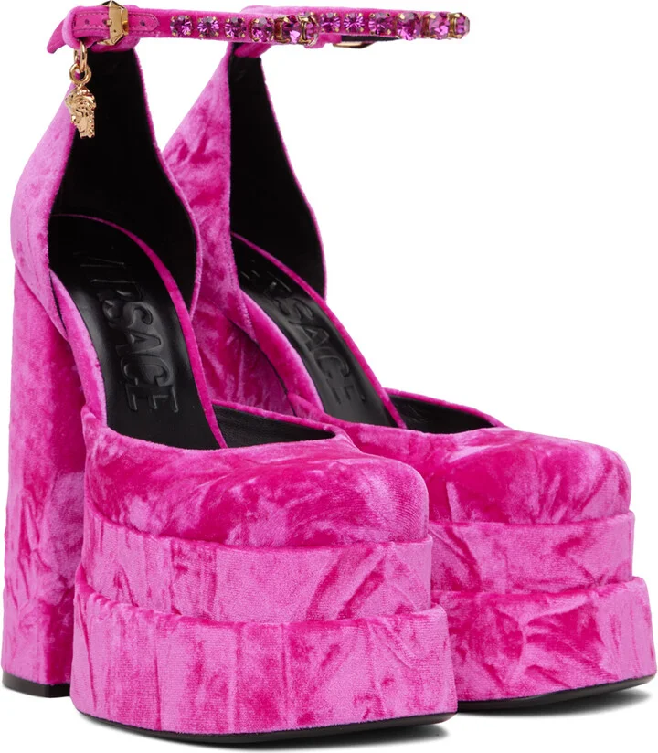 Versace Pink Medusa Aevitas Platform Pumps - Image 4