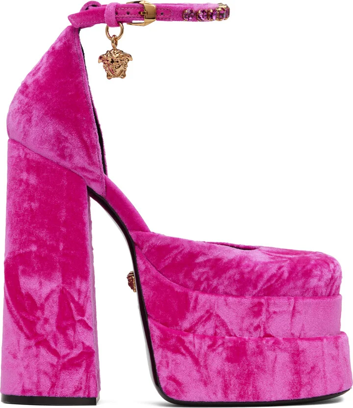 Versace Pink Medusa Aevitas Platform Pumps