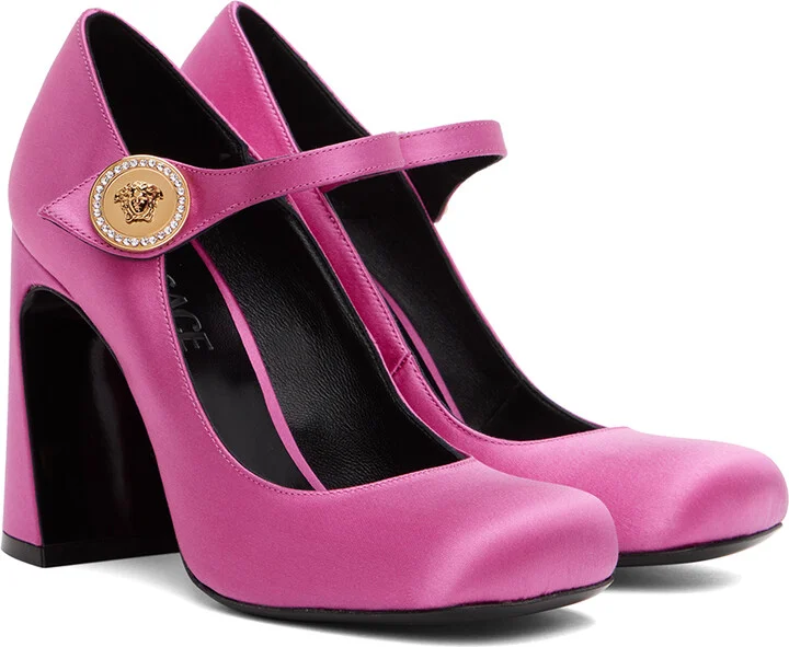 Versace Pink Medusa Heels - Image 4