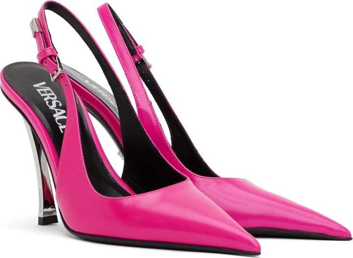 Versace Pink Pin-Point Slingback Pumps - Image 4