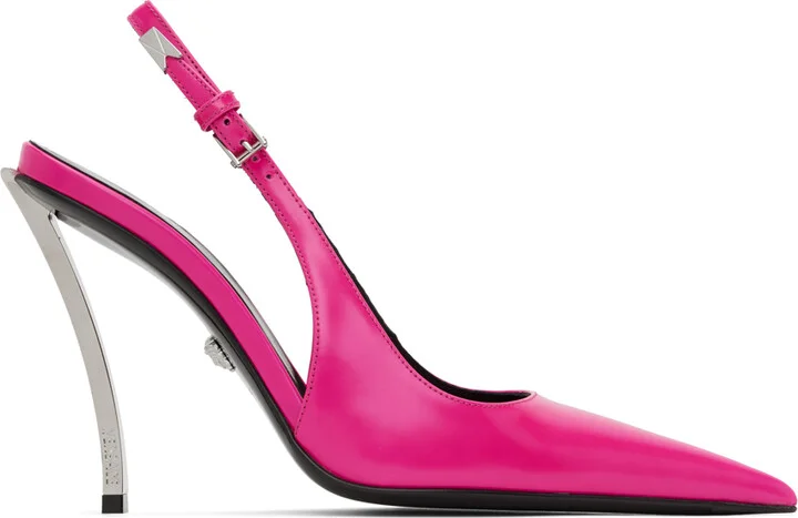 Versace Pink Pin-Point Slingback Pumps