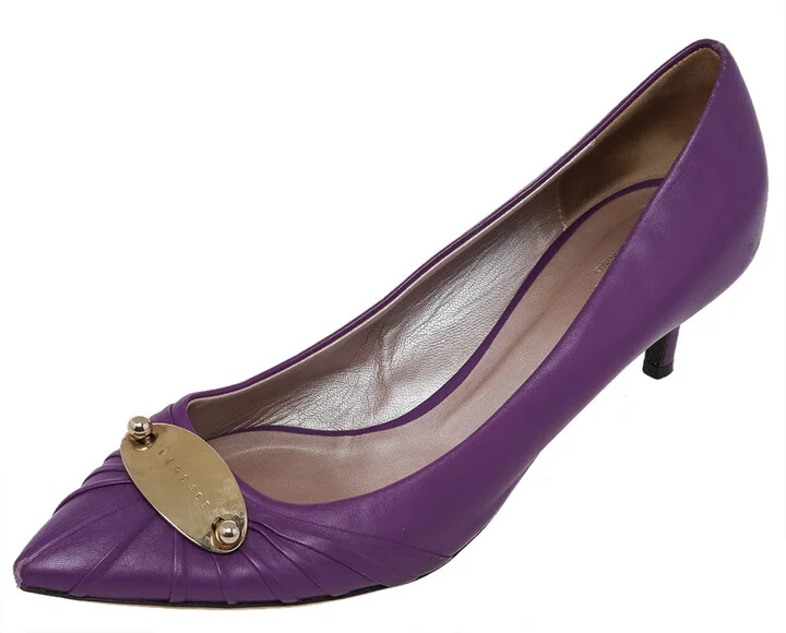Versace Purple Leather Pointed Toe Pumps Size 41