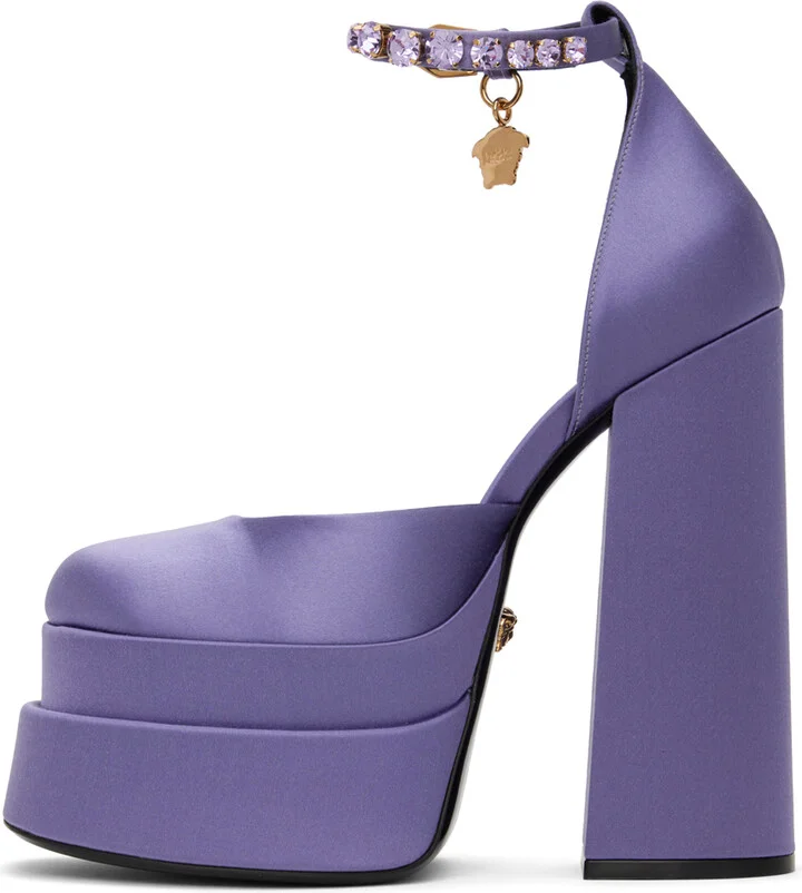 Versace Purple Medusa Aevitas Platform Heels - Image 3