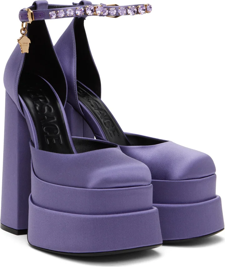 Versace Purple Medusa Aevitas Platform Heels - Image 4