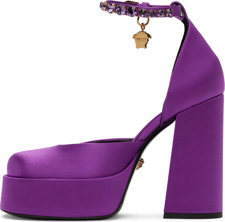 Versace Purple Medusa Aevitas Platform Heels - Image 3