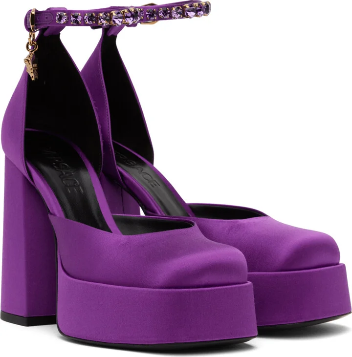 Versace Purple Medusa Aevitas Platform Heels - Image 4