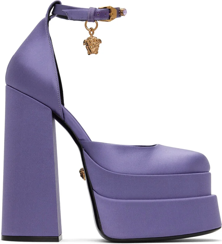 Versace Purple Medusa Aevitas Platform Heels