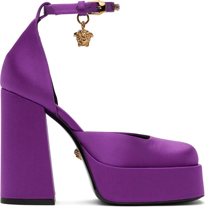 Versace Purple Medusa Aevitas Platform Heels