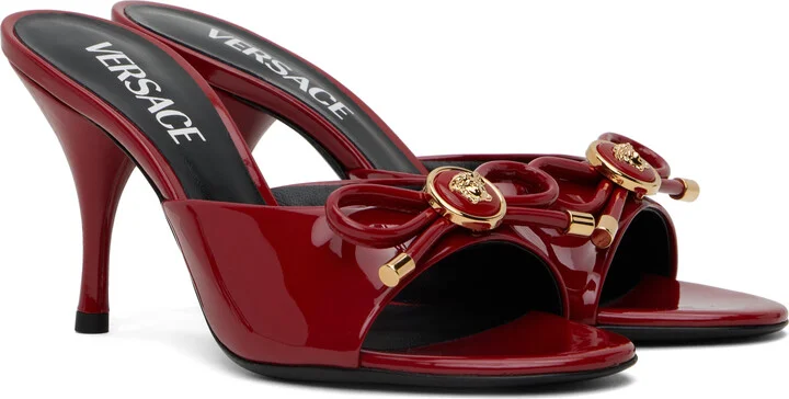 Versace Red Opera Bow Patent 85 mm Heeled Sandals - Image 4