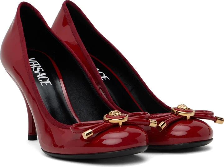 Versace Red Opera Bow Patent 85 mm Heels - Image 4