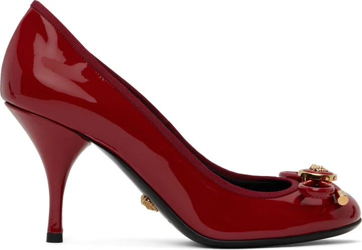 Versace Red Opera Bow Patent 85 mm Heels