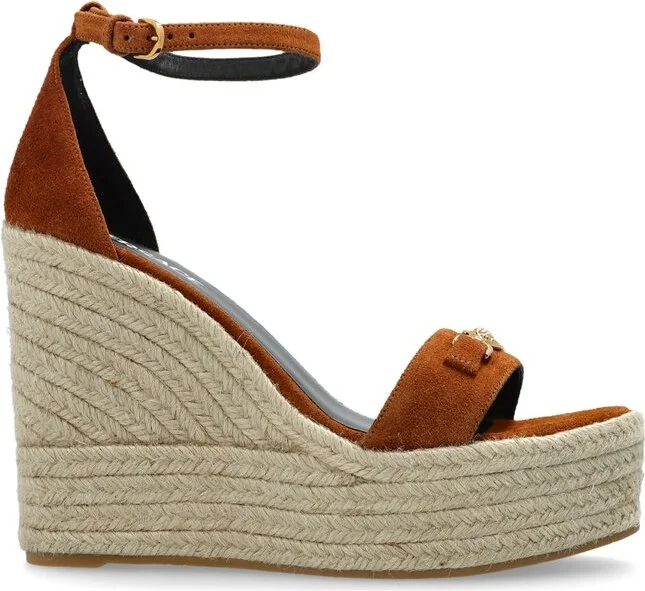 Versace Round-Toe Wedge Sandals