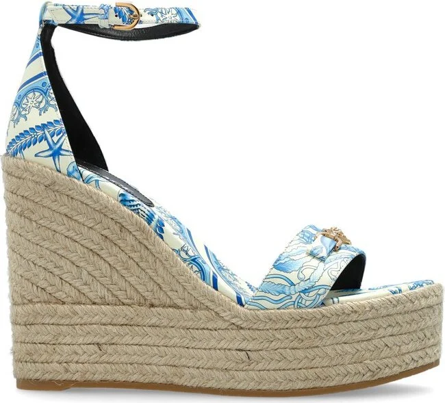Versace Round-Toe Wedged Sandals