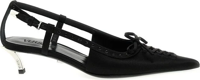 Versace Satin Pointed Toe Pumps