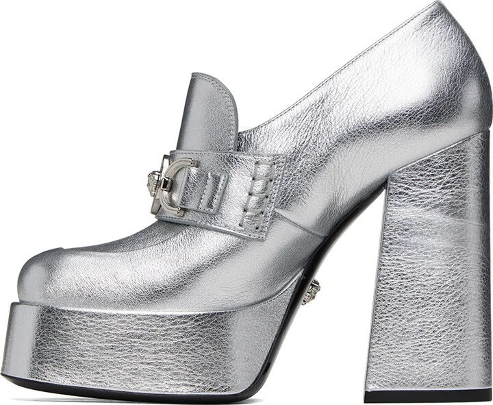 Versace Silver '95 Medusa Platform Pumps - Image 3