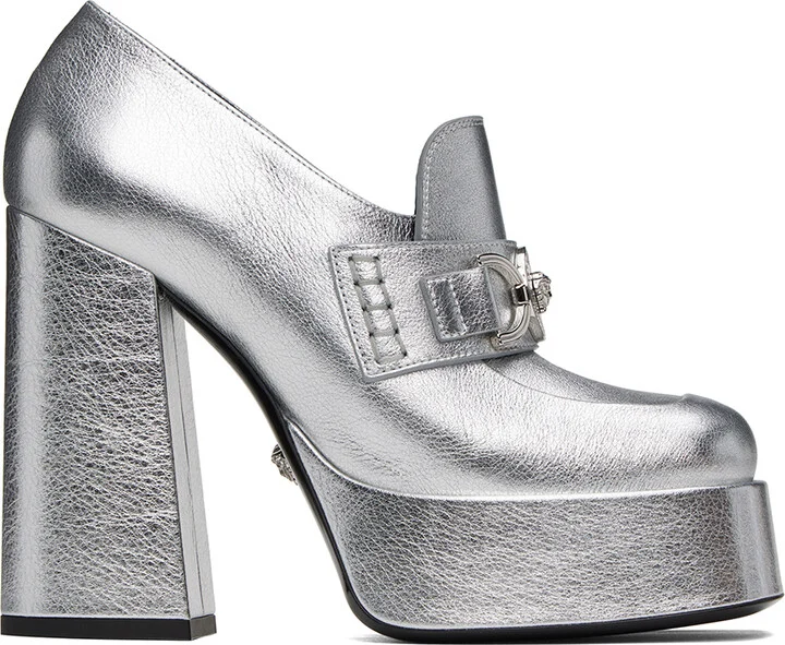 Versace Silver '95 Medusa Platform Pumps
